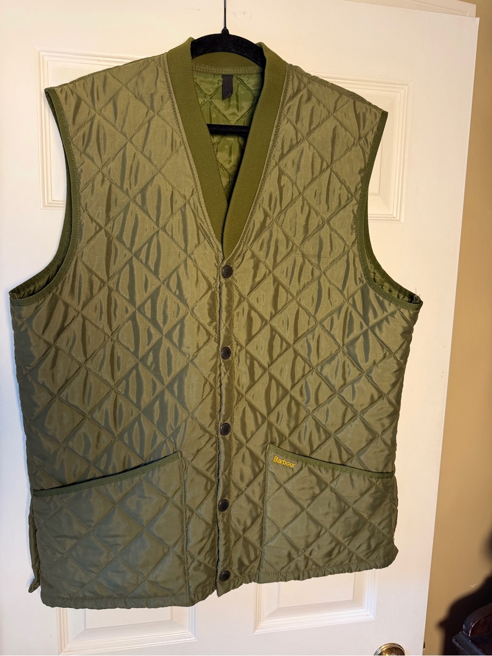 Barbour Quilted Olive Eskdale Men's Large Green Vest - Picture 3 of 5